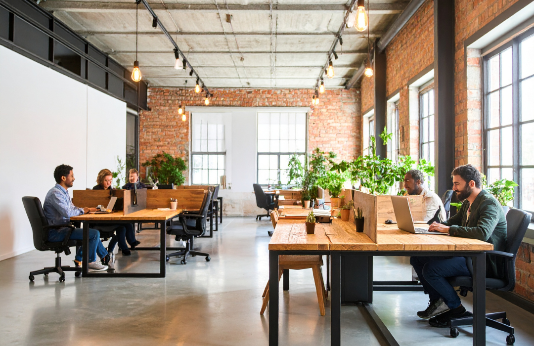 people working in shared office